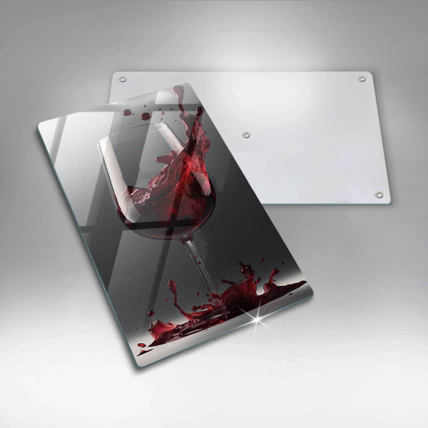 Chopping board glass Red wine in a glass