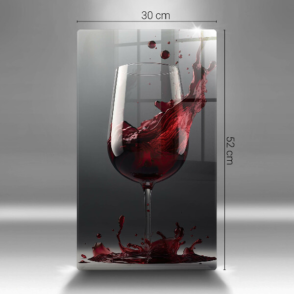 Chopping board glass Red wine in a glass