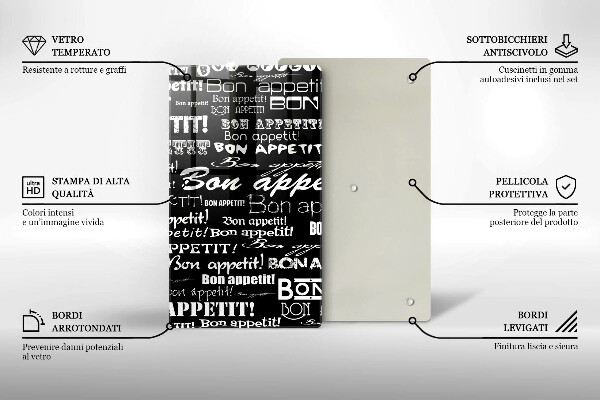 Chopping board glass Kitchen text Bon Appetit