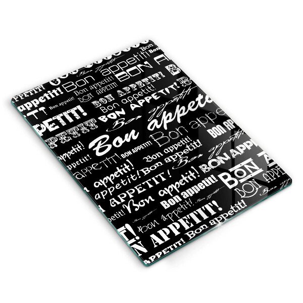 Chopping board glass Kitchen text Bon Appetit