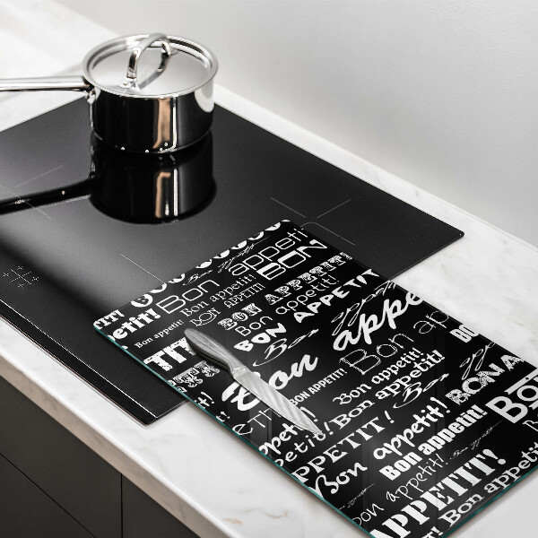 Chopping board glass Kitchen text Bon Appetit