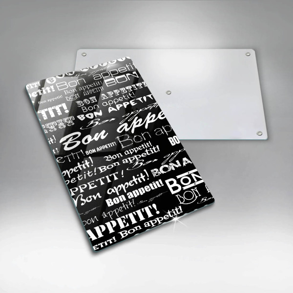 Chopping board glass Kitchen text Bon Appetit