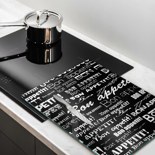 Chopping board glass Kitchen text Bon Appetit