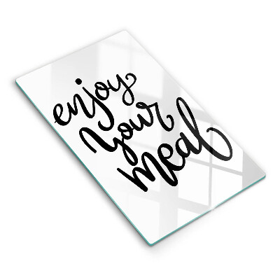 Chopping board glass The inscription Enjoy Yout Meal
