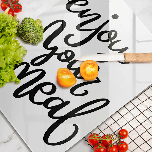 Chopping board glass The inscription Enjoy Yout Meal