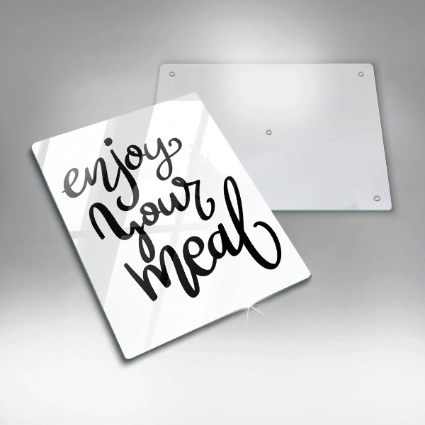 Chopping board glass The inscription Enjoy Yout Meal