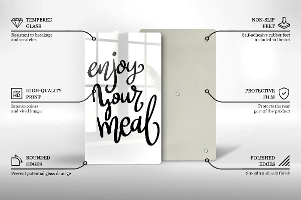 Chopping board glass The inscription Enjoy Yout Meal