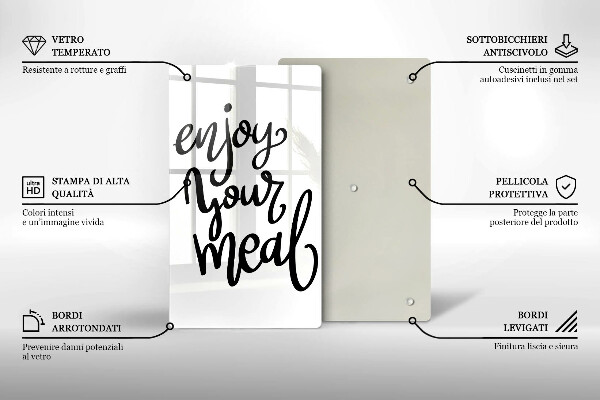 Chopping board glass The inscription Enjoy Yout Meal
