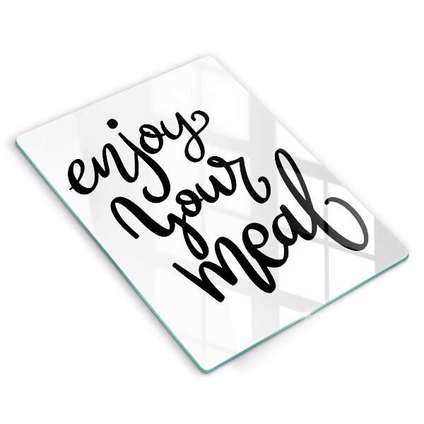 Chopping board glass The inscription Enjoy Yout Meal