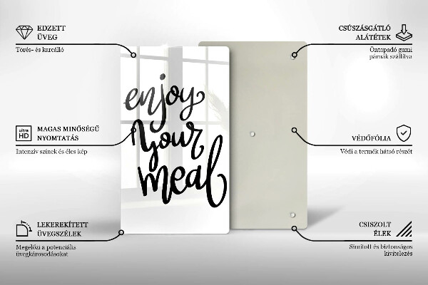 Chopping board glass The inscription Enjoy Yout Meal