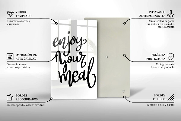 Chopping board glass The inscription Enjoy Yout Meal