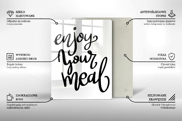 Chopping board glass The inscription Enjoy Yout Meal
