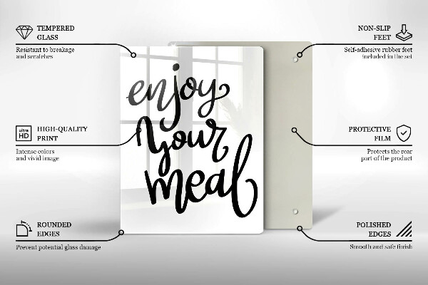 Chopping board glass The inscription Enjoy Yout Meal