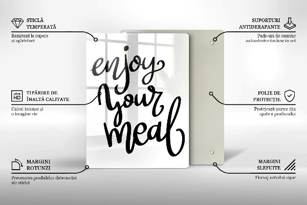 Chopping board glass The inscription Enjoy Yout Meal