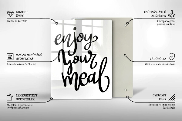 Chopping board glass The inscription Enjoy Yout Meal