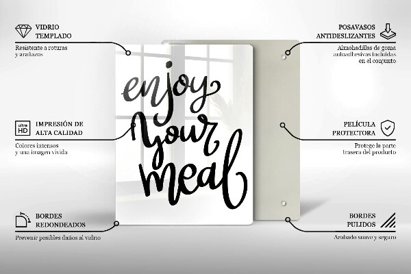 Chopping board glass The inscription Enjoy Yout Meal