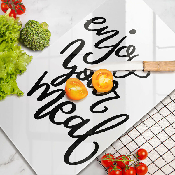 Chopping board glass The inscription Enjoy Yout Meal