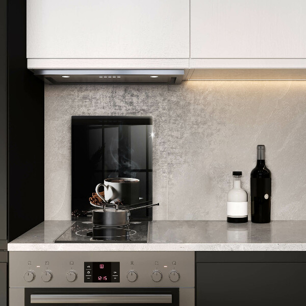 Chopping board glass A cup of hot coffee