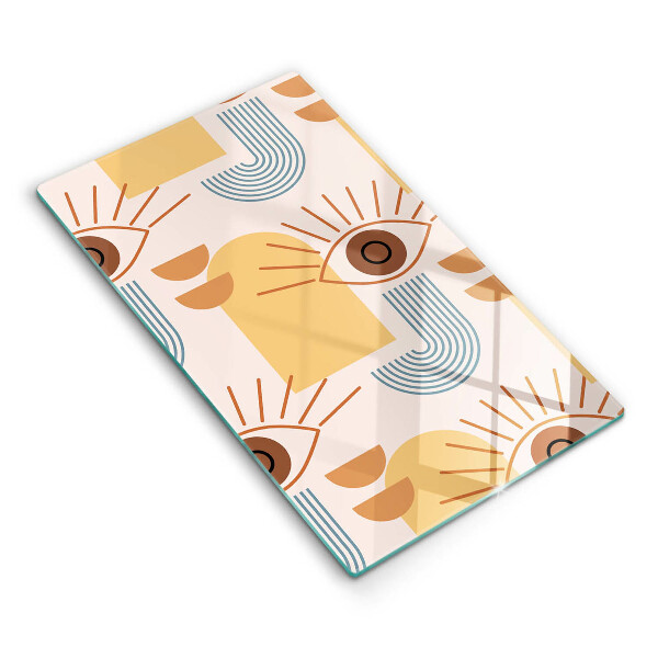 Chopping board glass Boho pattern eyes