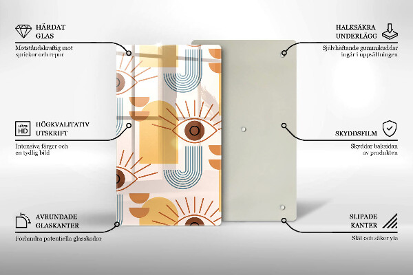 Chopping board glass Boho pattern eyes