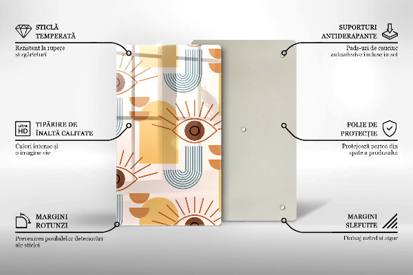 Chopping board glass Boho pattern eyes