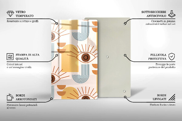 Chopping board glass Boho pattern eyes