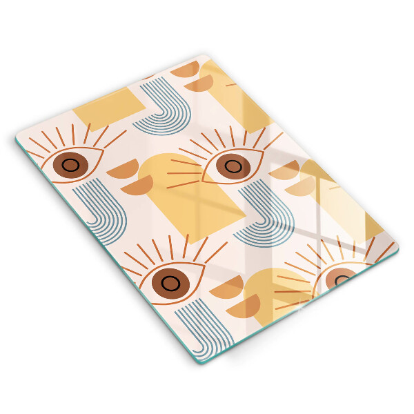 Chopping board glass Boho pattern eyes