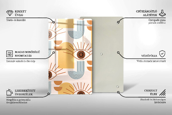 Chopping board glass Boho pattern eyes