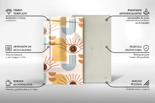 Chopping board glass Boho pattern eyes
