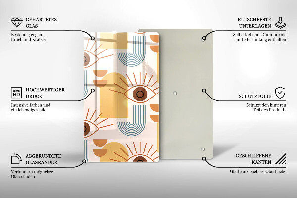 Chopping board glass Boho pattern eyes