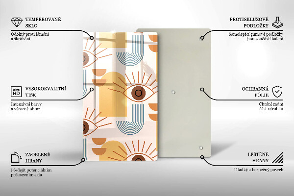 Chopping board glass Boho pattern eyes