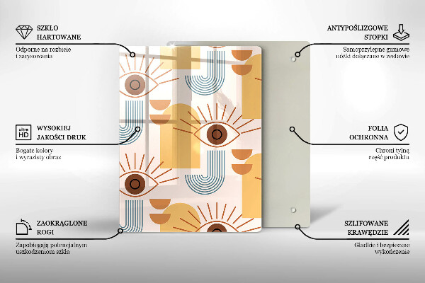 Chopping board glass Boho pattern eyes