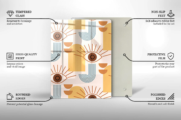 Chopping board glass Boho pattern eyes