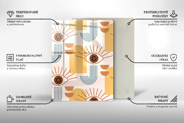 Chopping board glass Boho pattern eyes