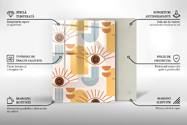 Chopping board glass Boho pattern eyes