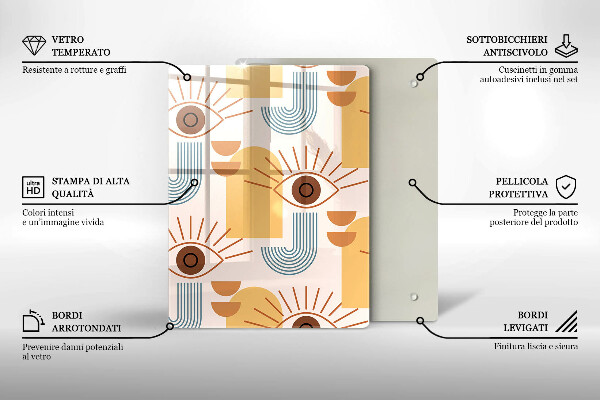 Chopping board glass Boho pattern eyes