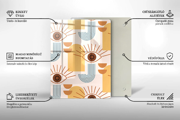 Chopping board glass Boho pattern eyes