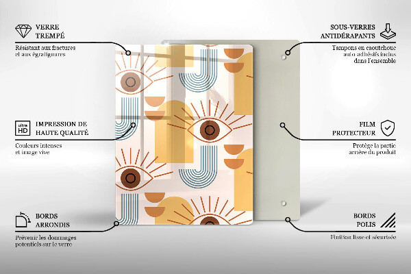 Chopping board glass Boho pattern eyes