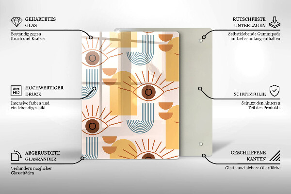 Chopping board glass Boho pattern eyes