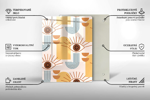 Chopping board glass Boho pattern eyes