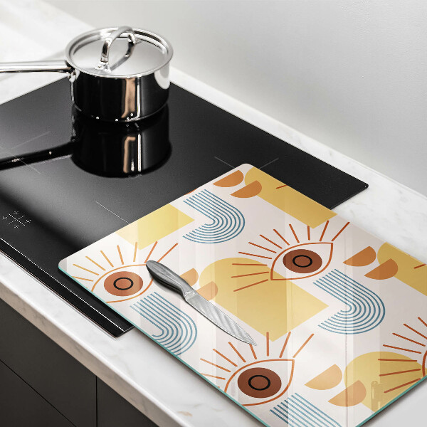 Chopping board glass Boho pattern eyes