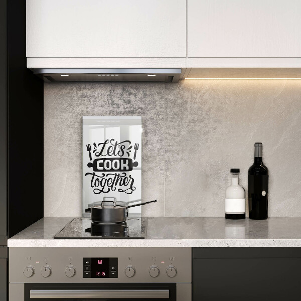 Chopping board glass The inscription Let's Cook Together