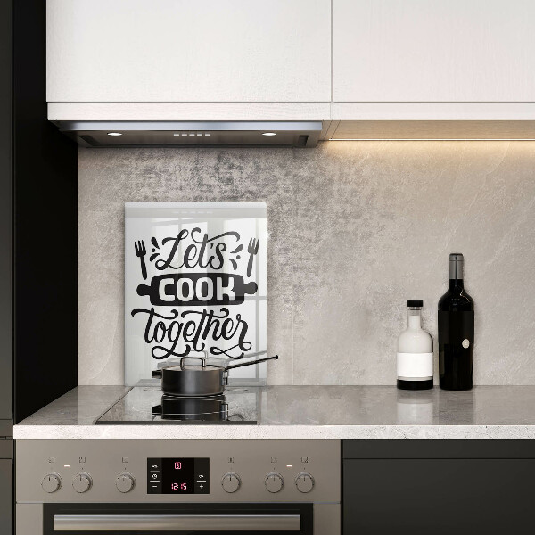 Chopping board glass The inscription Let's Cook Together