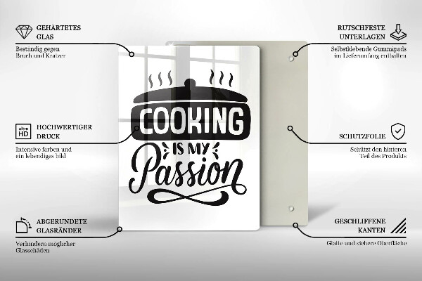 Chopping board glass Cooking is my passion