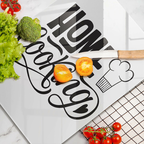 Chopping board glass Home Cooking inscription