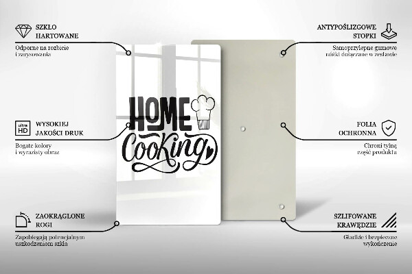 Chopping board glass Home Cooking inscription