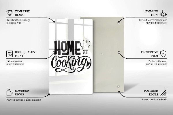 Chopping board glass Home Cooking inscription