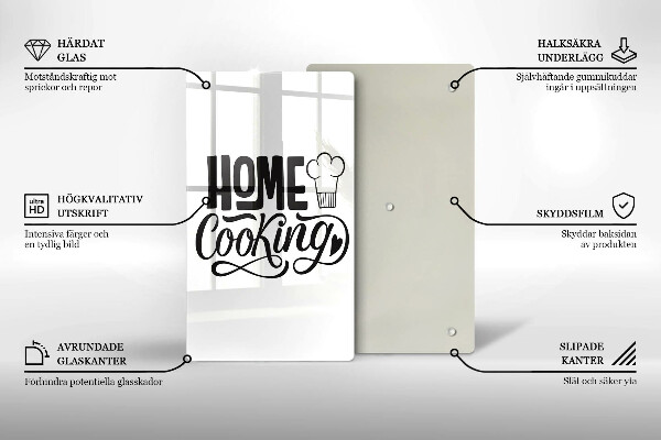 Chopping board glass Home Cooking inscription