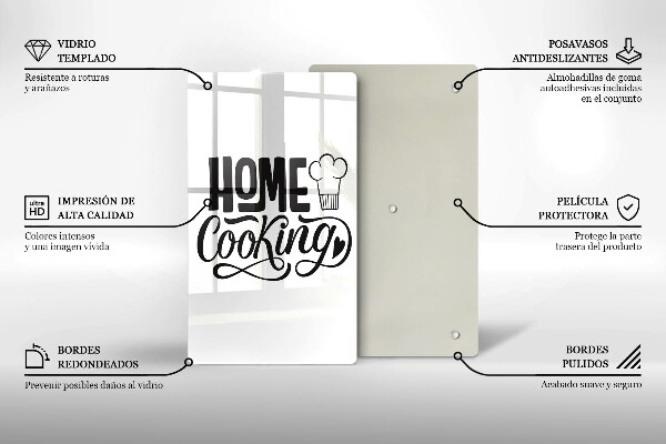 Chopping board glass Home Cooking inscription