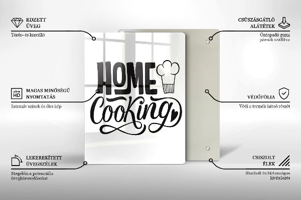 Chopping board glass Home Cooking inscription